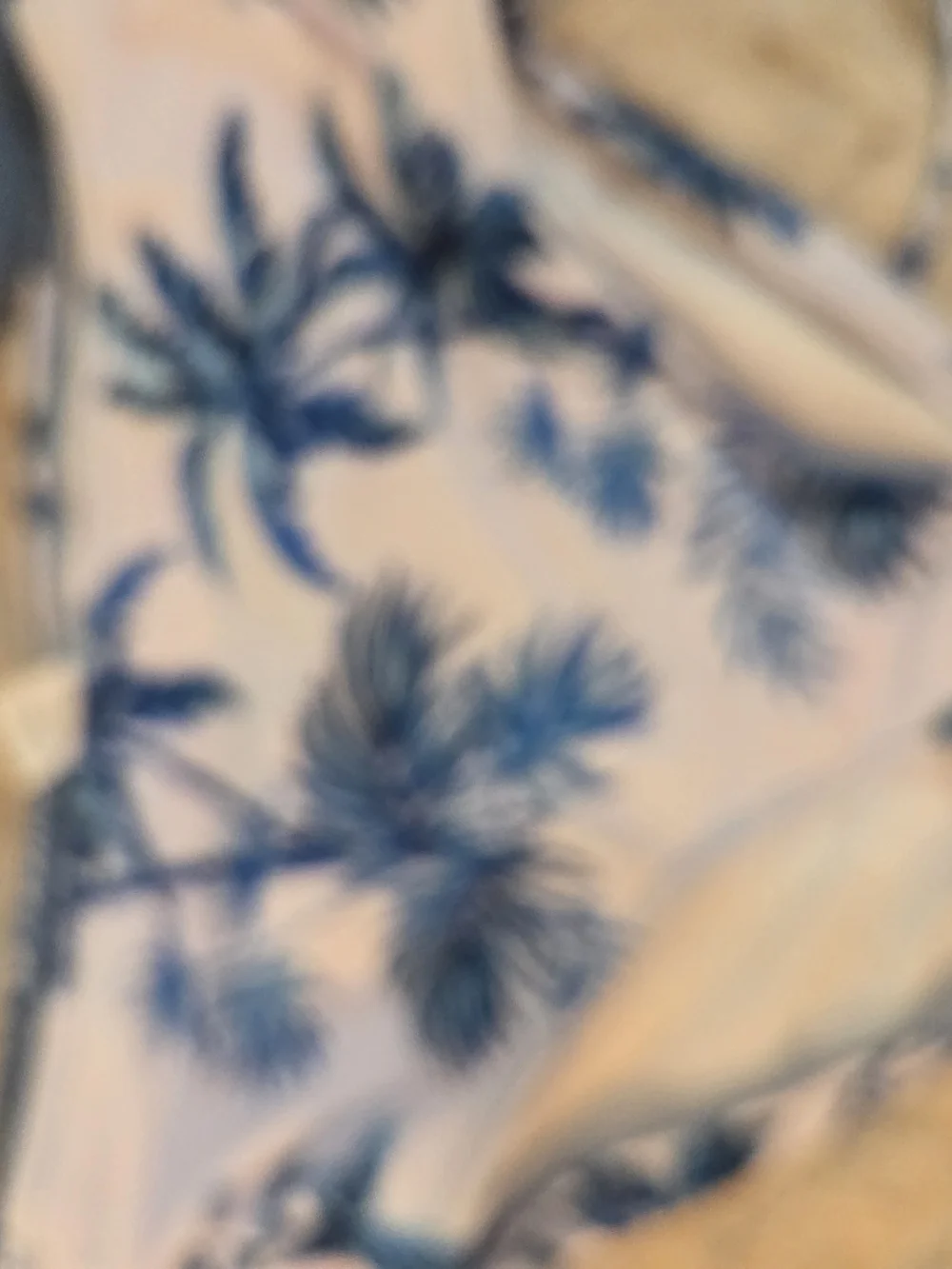 Blue‎ Twist-Front Bikini Top White Palm-Print High-Waist Bottom Girls Teen 11/12